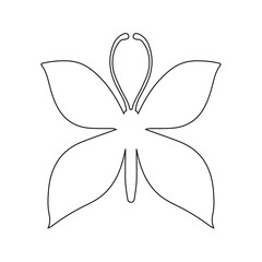 Line sketch, winged insect outline, decorative butterfly. Vector graphics.