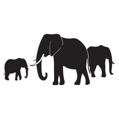 Fototapeta premium Silhouette of an elephant walking with tusks in a wildlife setting