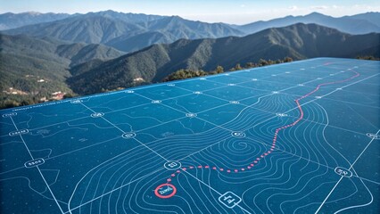Navigational Contours: Abstract Geospatial Art, Upscaled High-Resolution Vector Graphic for Mapping, Cartography, GIS, GPS, Location Technology, Earth Science, Global Positioning, Geographic
