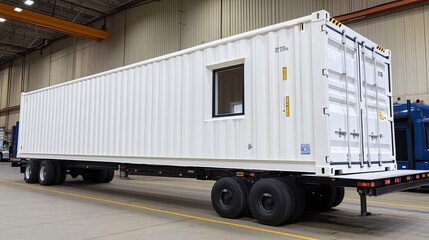White Shipping Container Trailer Modified for Transport