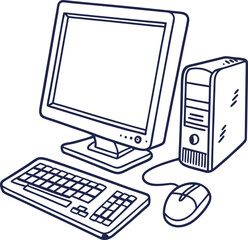 Fototapeta premium A computer line art on the white background. continuous line drawing of office worker concentrated behind computer