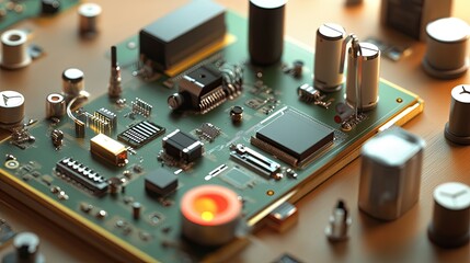 Detailed Close Up Of An Electronic Circuit Board