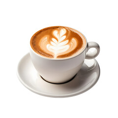 Exquisite Latte Art in White Cup and Saucer