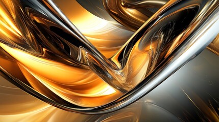 Shimmering Gold and Silver Abstract Waves in Dynamic Flow