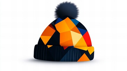 Stylish geometric beanie with a pom-pom. Perfect for winter! #winterfashion #beanie #geometricpattern