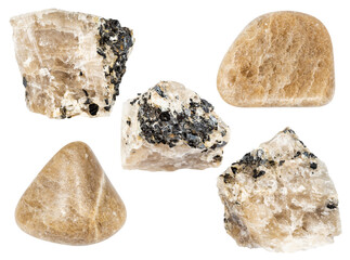 various samples of raw cryolite minerals isolated