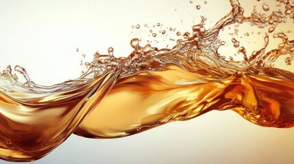 Dynamic Splash of Golden Liquid with Energy and Fluid Motion