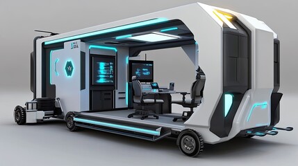 Futuristic Mobile Command Center Transportation Vehicle