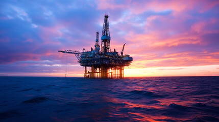 Fototapeta premium Major offshore oil and gas fields are criticized for its significant climate impact, highlighting the environmental effects of offshore drilling facilities.