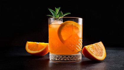vintage style orange cocktail on the black background