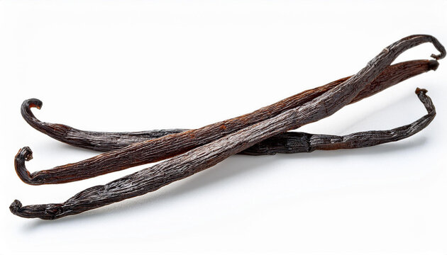 dried vanilla stick isolated on white background
