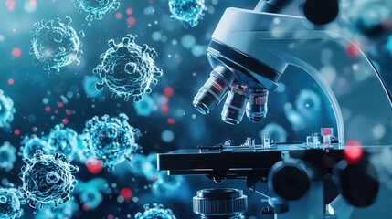 Close-up view of bacteria under a microscope. AI generated image