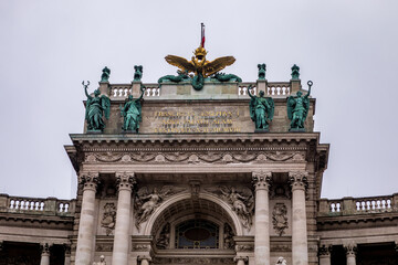 Historic Neue Burg facade in Hofburg palace, Vienna, Austria