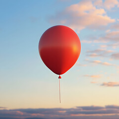 Red balloon isolated on transparent background sunset
