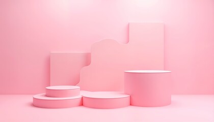 Pink Product Display Platforms Minimalist Background