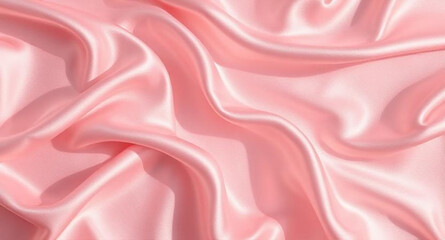 Obraz premium Wedding or valentine greeting card background, Fabric with a wave pattern, Soft pink satin fabric with elegant folds and a shiny surface