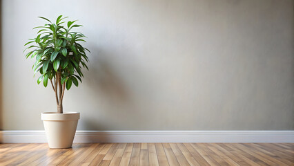 a green plant in a pot in a room