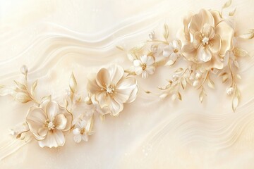 Elegant 3D floral design on a soft beige background.