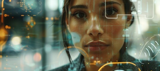 Businesswoman Using Mobile Banking App with Biometric Authentication for Secure Transactions