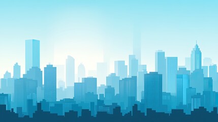 Obraz premium Cityscape Skyline Hazy Blue Morning Buildings