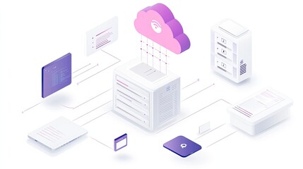 Cloud Based Data Storage And Network System Illustration