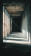 Fototapeta premium Light and Shadow Play in Concrete Corridor with Artistic Composition