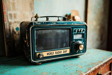 Vintage Radio: A nostalgic glimpse into the past, celebrating World Radio Day. This antique radio shows the beauty of aged technology and its enduring legacy in communication.