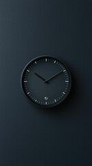Minimalist Black Wall Clock on Dark Background for Modern Interiors