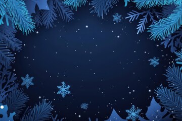 Blue Christmas background with snowflakes and Christmas tree
