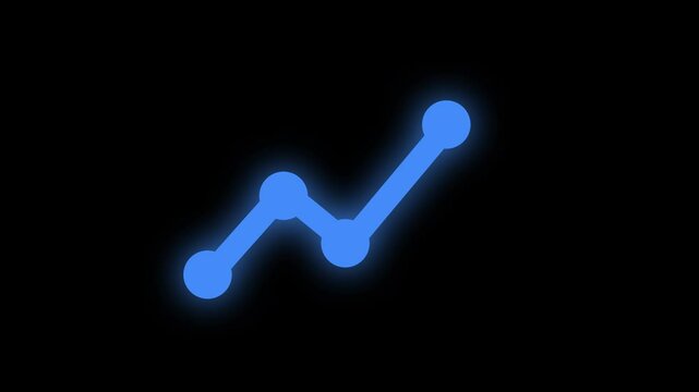 Blue color glow simple business graph animation black background