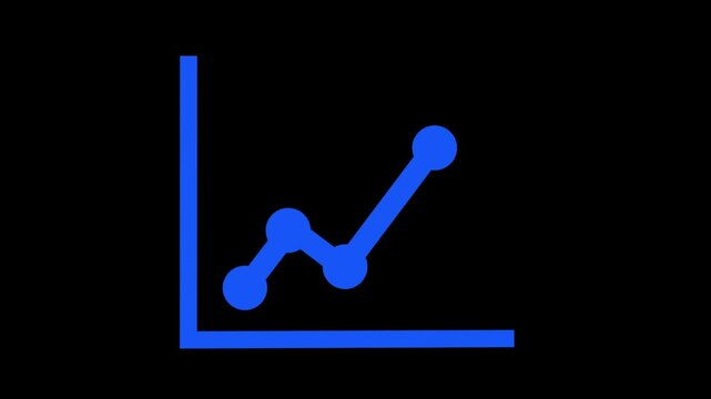 Blue color simple business graph chart animation black background