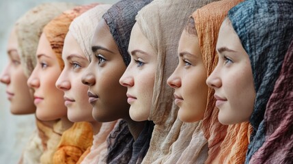 Obraz premium Women's Equality Day, Girls power, diversity, feminism, concept with diverse women faces.