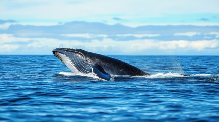 Fototapeta premium Whale under the water Wildlife concept