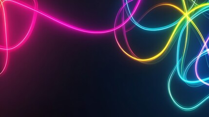Obraz premium Abstract Neon Light Trails Swirling Across Dark Background