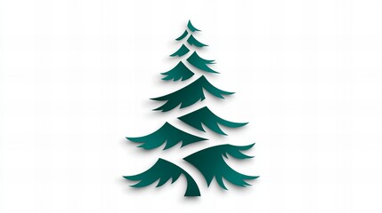 Fototapeta premium Teal stylized Christmas tree design on white background. Festive, simple, and elegant.