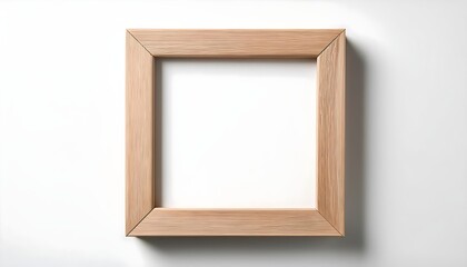 Empty vintage natural wooden photo frame mockup isolated on white background