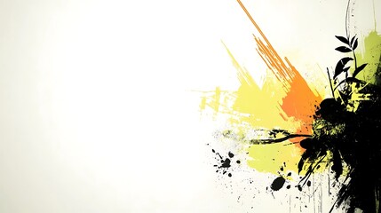 Obraz premium Abstract Art Featuring Bold Colors and Plant Life