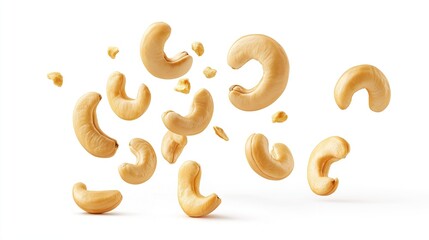 Cashew Nuts on White Background