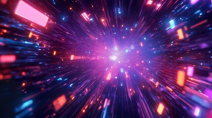 Fototapeta premium Neon Synthwave 3D Animation Loop