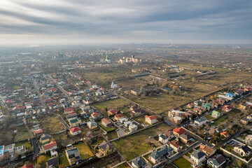 Obraz premium Morning aerial cityscape of Galati, Romania
