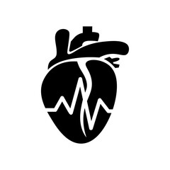 Heart health flat icon, illustration of a functioning heartbeat
