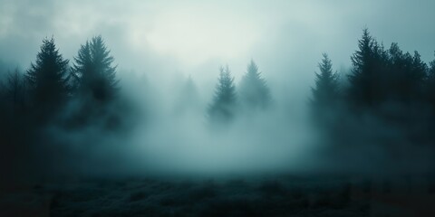 Fototapeta premium Foggy Mystique: White Mist on Black Canvas