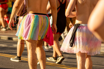 Fantasia de carnaval de saia colorida. 
