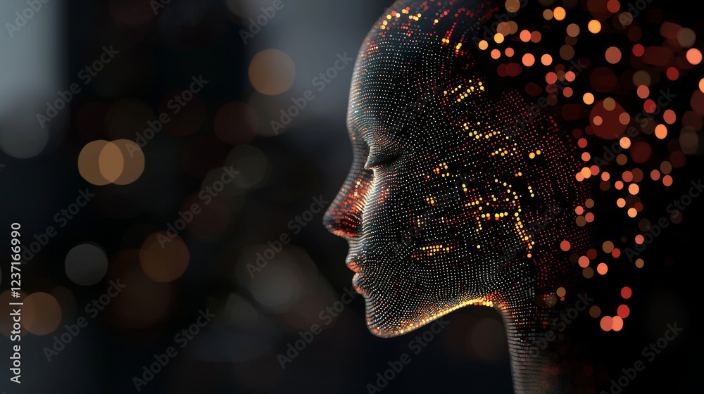 Poster an illustration depicting the machine learning process with stock analysis, deep data mining, and ma