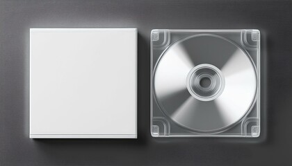 blank white transparent cd case mockup closed top view 3d rendering empty computer dvd disk mock up isolated clear plastic storage with diaphanous lid template