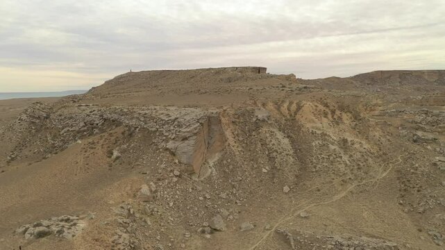 AKTAU, KAZAKHSTAN - FEBRUARY 1, 2025: Exploring the rugged landscape and geological formations of the Aktau Mountains region