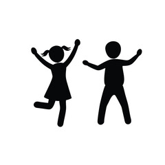 Happy children vector silhouette,Children kids silhouette set, vector silhouette of children,vector silhouette of played children