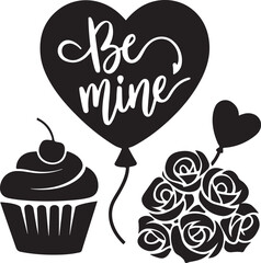 set of cupcakes with hearts