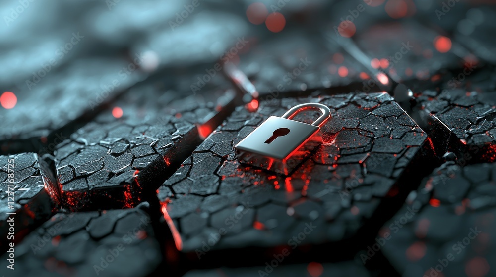 Poster visualization of cyber attacks. idea of data security. computer safeguard. virus alert
