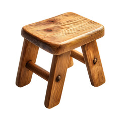 Wooden Step Stool for Bathroom Isolated on Transparent Background